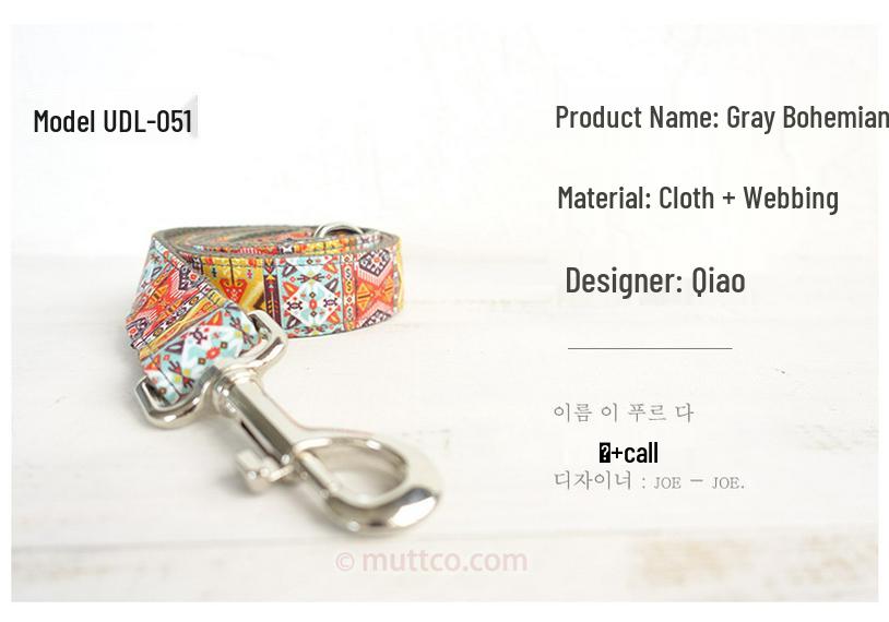 Ethnic Style Colorful Pattern Gray Dog Leash for Large Pets