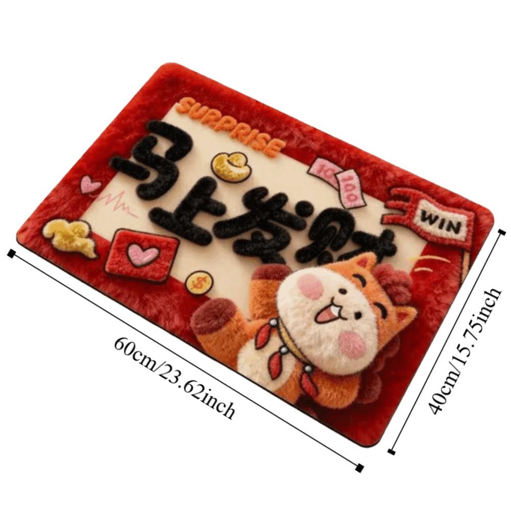 Cute Horse Pattern New Year Door Mat Red Bath Mat Soft Non-slip Door Carpet Home Decorations
