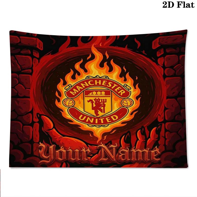 Manchester United F Custom Name Wall Tapestry Aesthetic Wall Hanging Printed Fabric Blanket Decorative Tapestries for Bedroom Living Room Home Decor