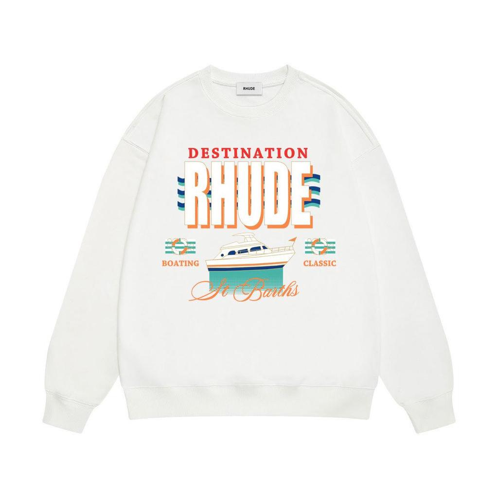 RHUDE Herren Lockerer Baumwoll-Hoodie mit Buchstabenprint - Europäischer & Amerikanischer Trend