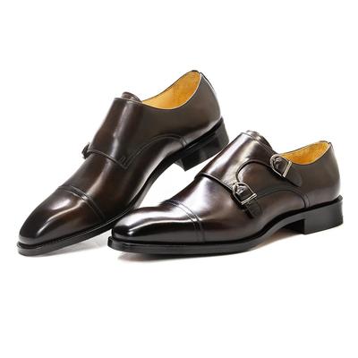 Módní Luxusní Pánské Formální Boty z Pravé Kůže s Dvojitou Sponou Monk Strap Klasické Špičaté Business Kancelář Svatba Společenské Boty