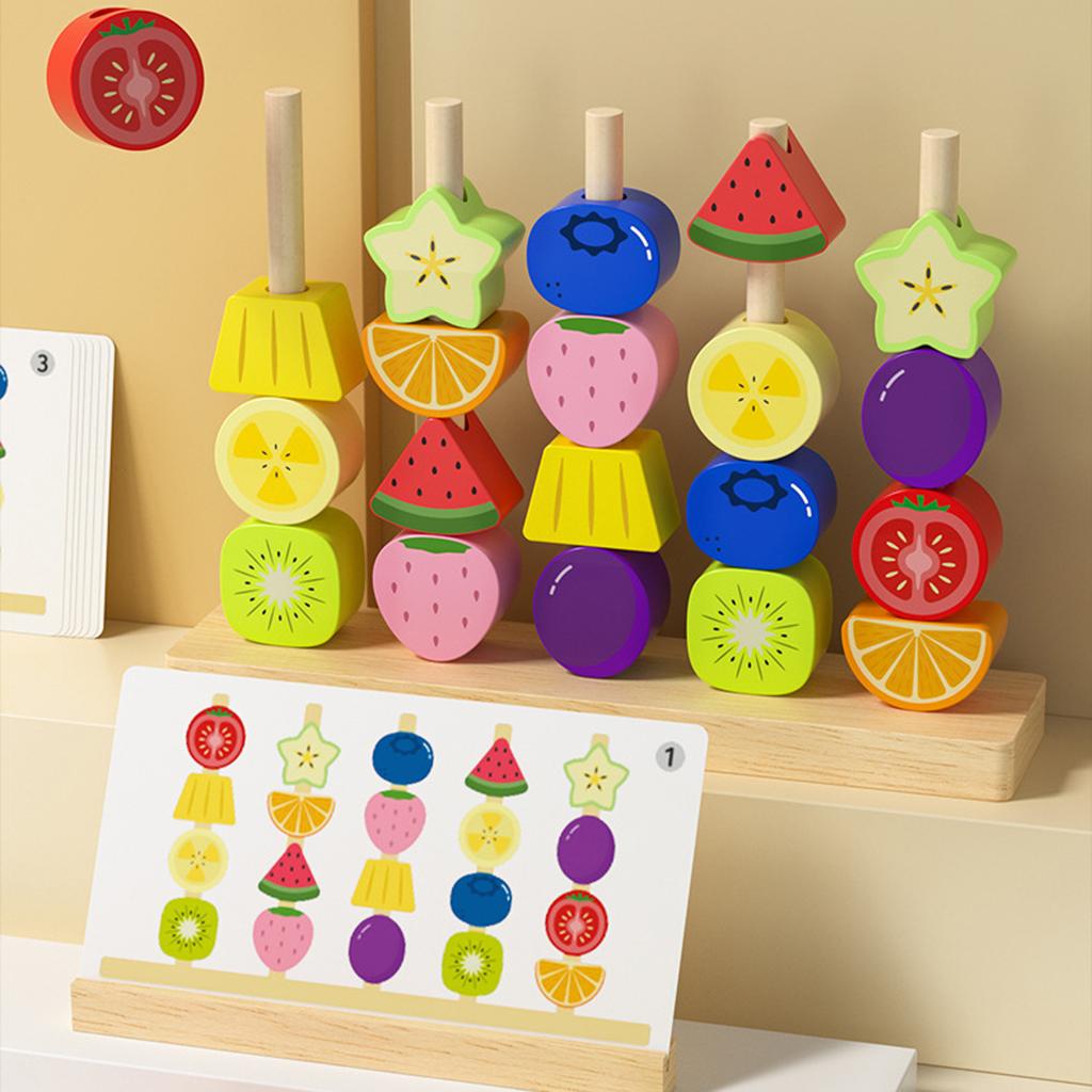 Wooden Bead Puzzle Set: A Fine Motor Skills Training Toy That Allows For Stacking And Beading, Making It An Educational Gift For Both Boys And Girls