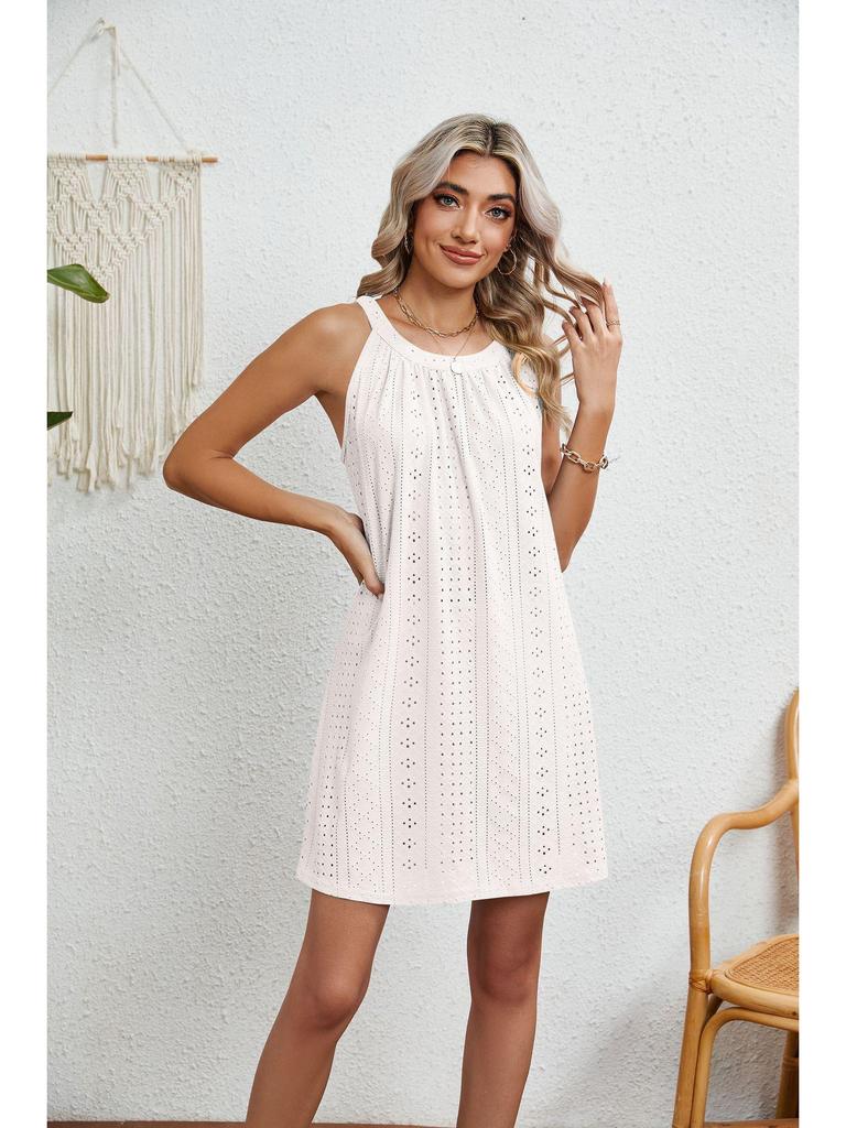 Ärmelloses Häkel-Badeanzug-Strandkleid für Damen