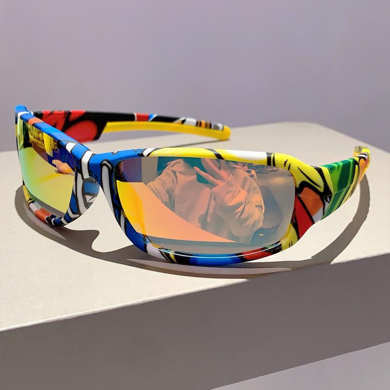 Y2k Men Sunglasses New Wrap Round Outdoor Sports Eyewear Trendy Fashion Mirrror UV400 Protection Eyewear