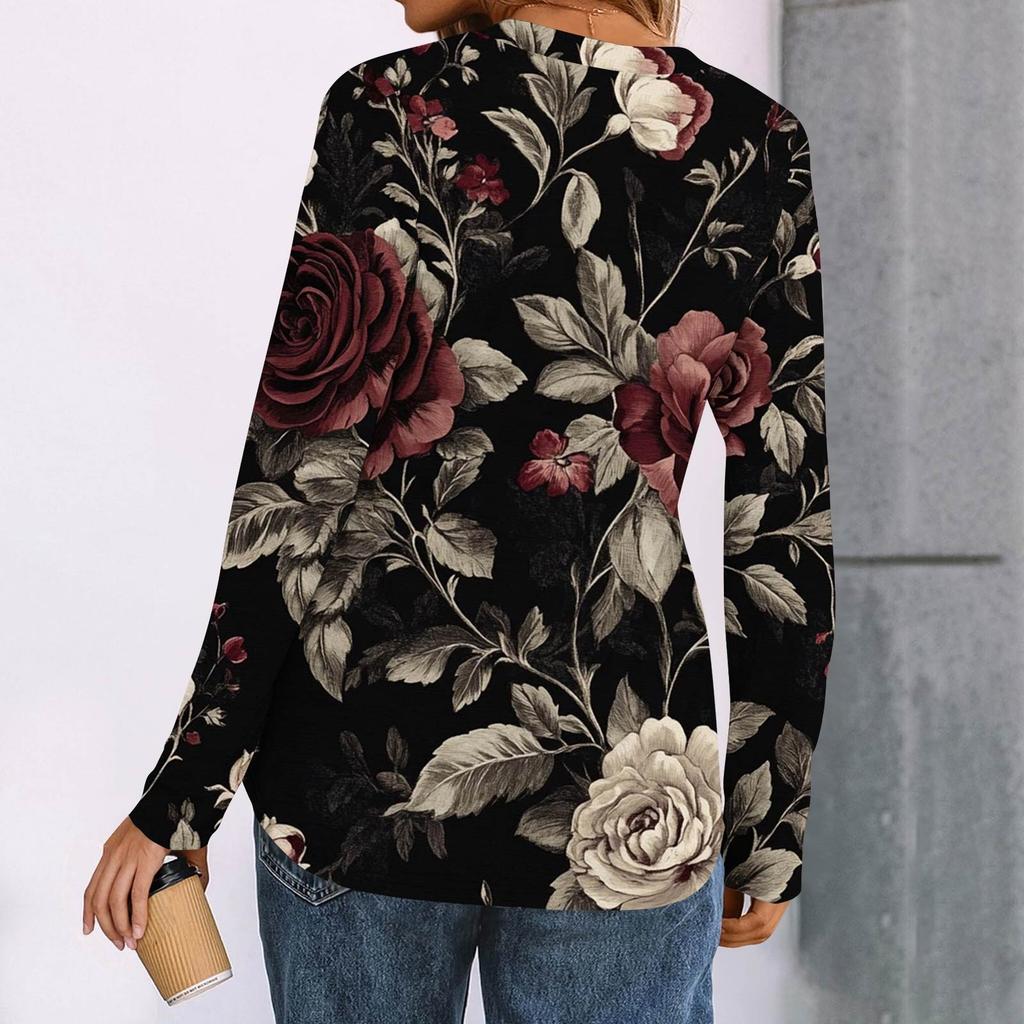 Women's Printed Long Sleeve Shirts Elegant Casual Tops Trendy Shirts Tops