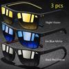 1 3 Pieces Vintage Check Sunglasses For Men Women UV400 Protection Fashion Square Design Fishing Driving