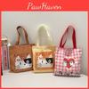 Cute Cat And Maltese Checkered Pattern Student Casual Canvas Bag For Outings And School