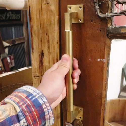 GALLUP Round Grip Door Handle, Brass, Antique Style, with Screws, 7505-50 (Gold)