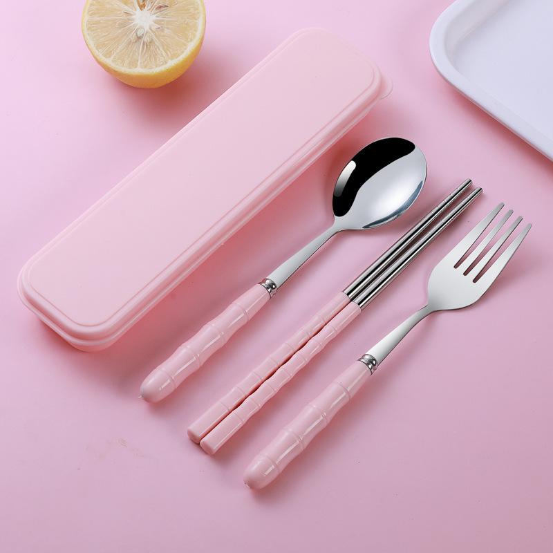 Stainless Steel Cutlery Set Spoon Fork Chopsticks Set with Box Case Travel Cutleries