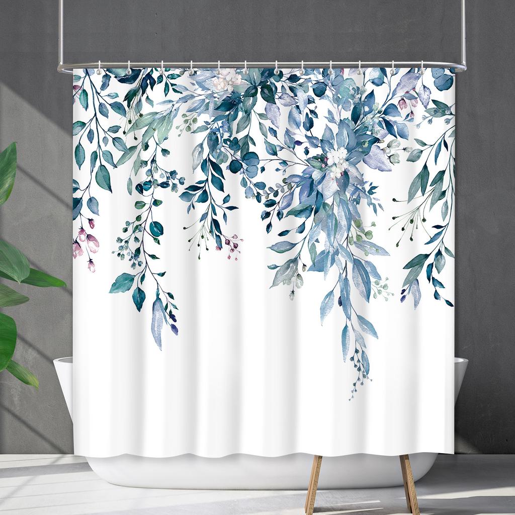 Shower Curtain Waterproof And Mildew-Proof 3D Digital Printing Plant Printing Shower Curtain Child Bathroom Partition Curtain