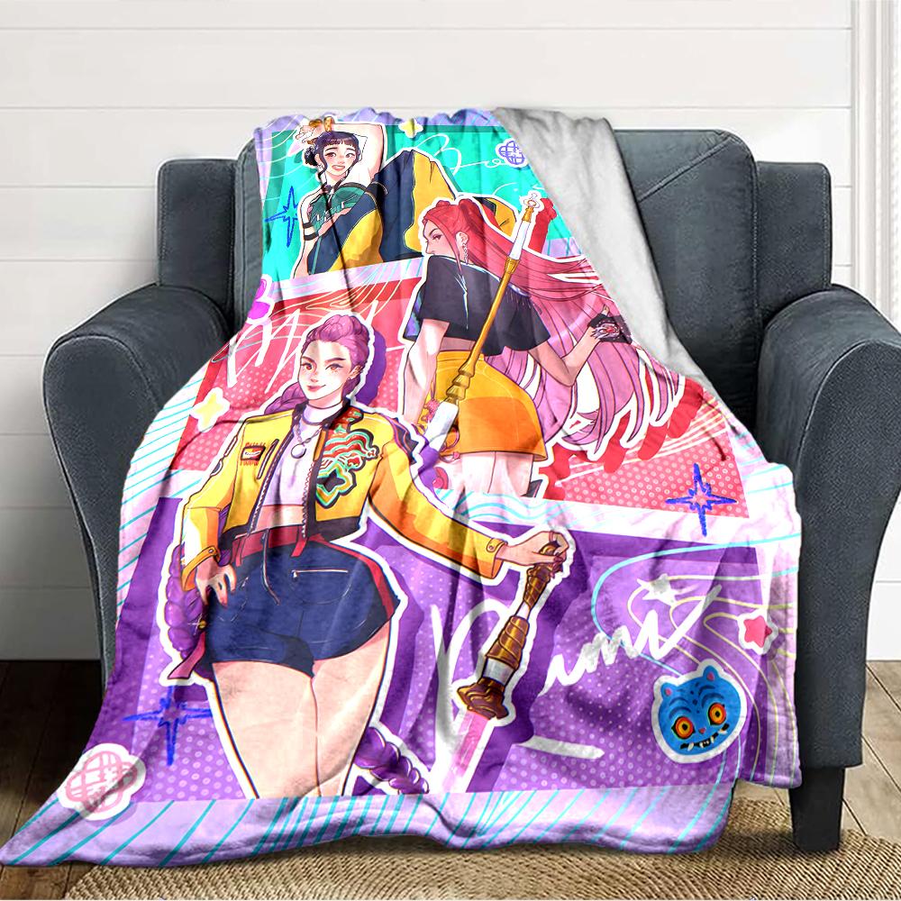 1pc KPop Demon Hunters9 Blanket, Gift, for Men and Women, Soft Blanket, Good for Sofa Bed Couch Travel, Lightweight Flannel Blanket