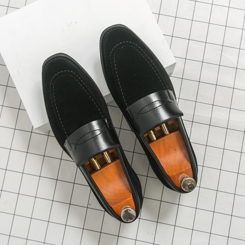 

Модная мужская обувь из коровьей замши, удобная и повседневная мужская кожаная обувь слипоны, брендовые деловые элегантные лоферы с низким верхом 46