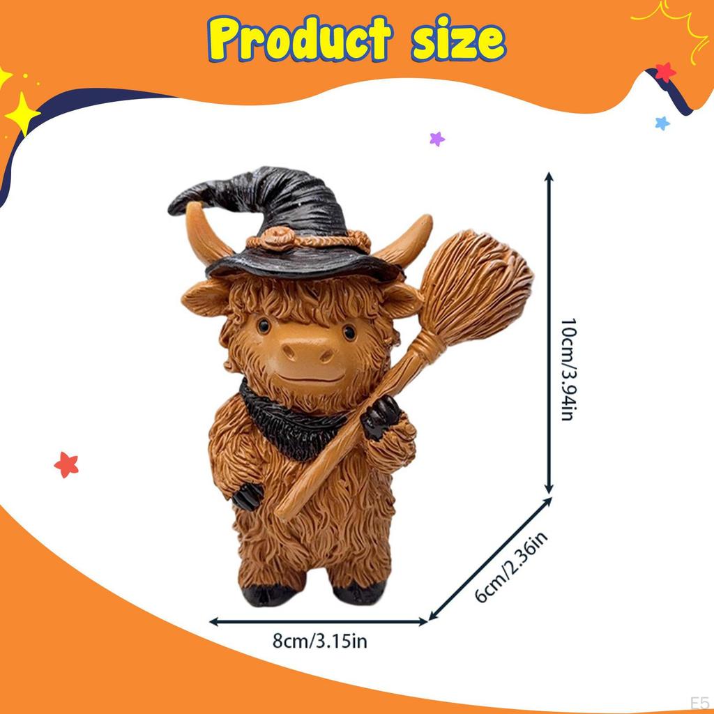 Cow Statue Desktop Sculpture Collectibles Ornament Halloween Decor for Indoor