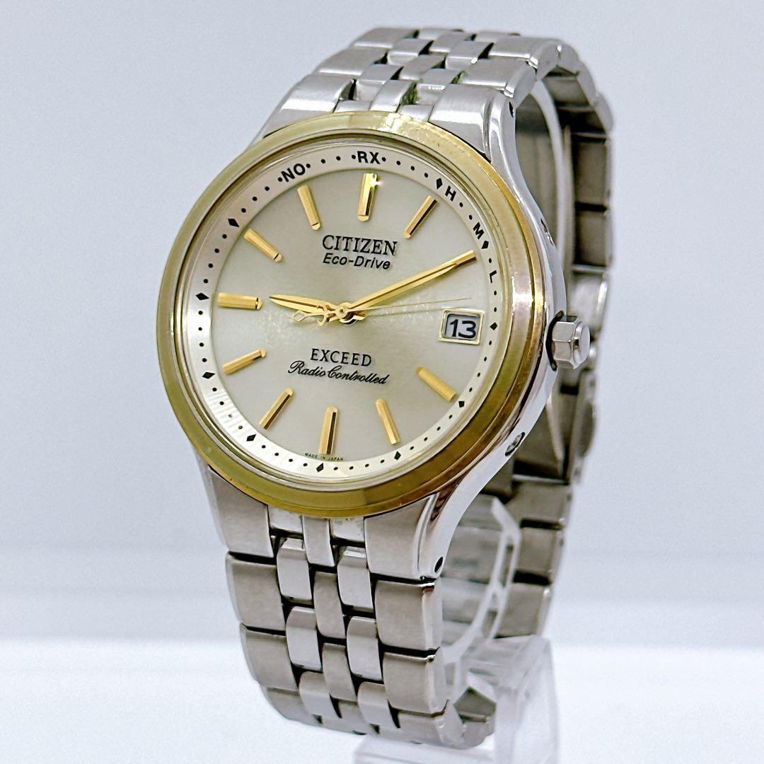 CITIZEN Citizen EXCEED men s watch gold titanium solar radio H111-T013636 operation confirmed