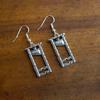 Gothic Black Geometric Hollowed-out Rectangle Guillotine Pendant Dangle Earrings for Women Men Halloween Party Jewelry Gifts