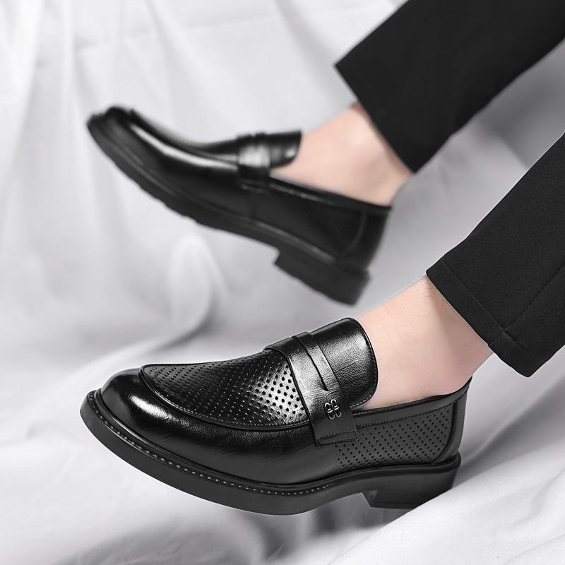 2024 Men's Summer Leather Slip-On Loafers - Casual Business Style with British and Korean Influences