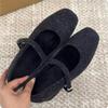 Design Sense Square Head Rhinestone Single Shoes Season Fashion Mary Jane Single Shoes Women