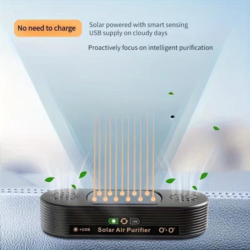 Solar Powered/USB Air Purifiers For Purifying Car Interior Air Removing Smokes Odor And Formaldehyde Quiet for Office