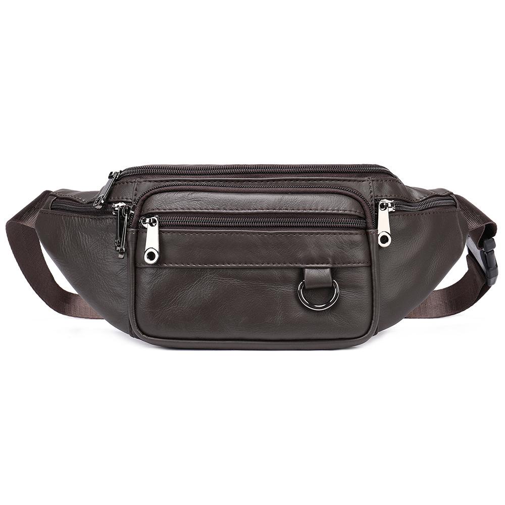 Men's Crossbody Leather Chest Bag - Genuine Cowhide Multifunctional Waist and Phone Bag