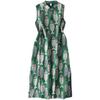 Women's Improved Cheongsam Summer Linen Style Retro Fish Print Frog Button Sleeveless Stand Collar Thin Fresh Midi Dress