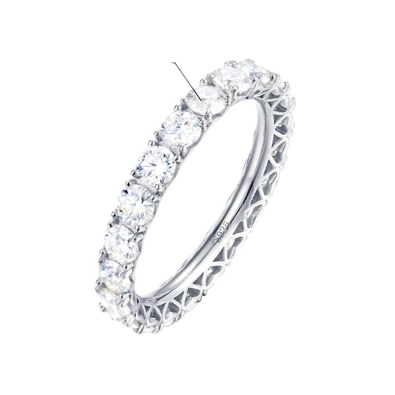 Full Eternity Moissanite Ring Sterling Silver