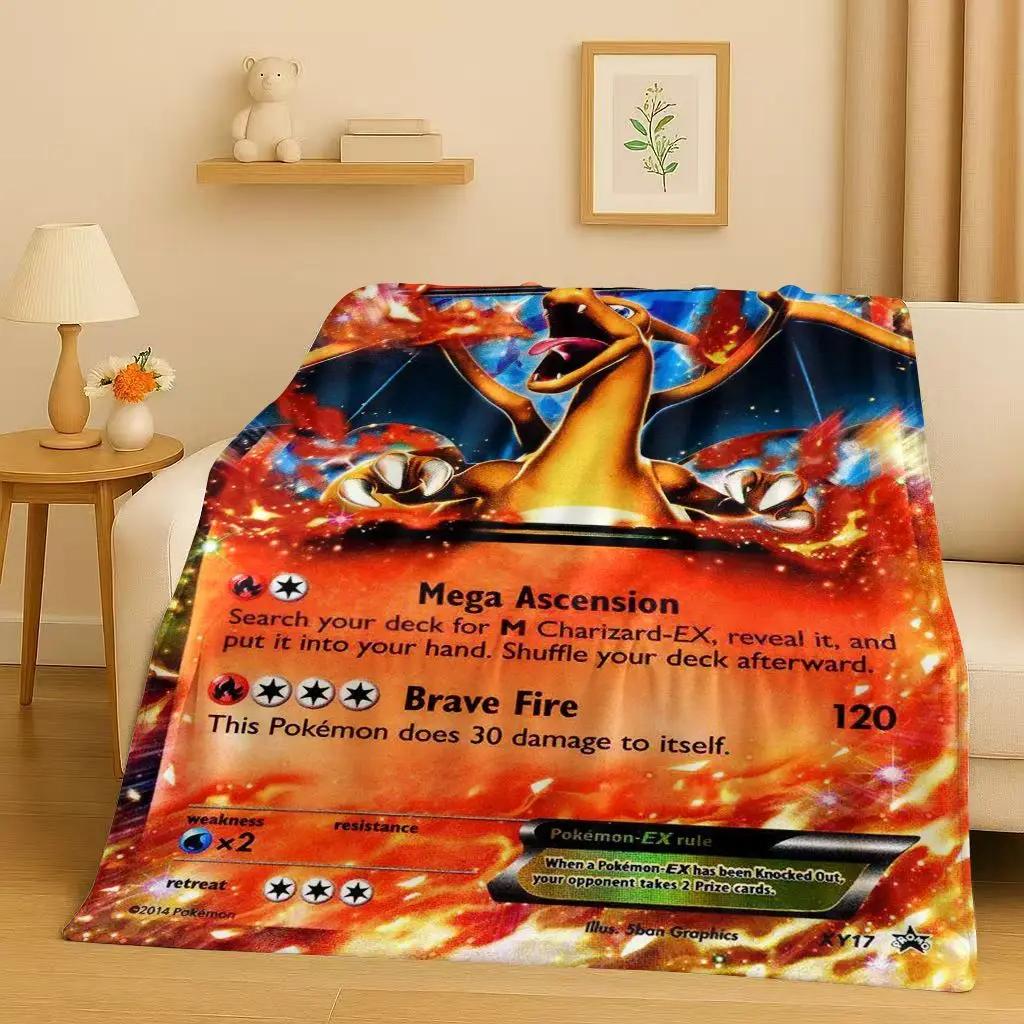 3D Charizard Pokemon Cartoon Christmas Gift Flannel Blanket,Ultra Soft Plush Throw for Home Bedroom Bed Sofa Cover Kids