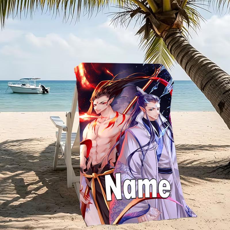 Customizable personalized beach towels Nezha Conquers the Dragon King themed designs.Suitable for the beach, yoga, sports;ideal as beach accessories