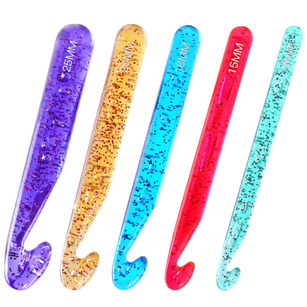 

5PCS ABS Thickened Plastic Crochet Hooks for Hand Knitting Sweater Scarf Weaving Crochet Needle DIY Sewing Supplies