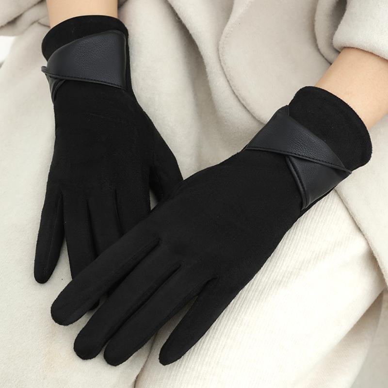 Warm Gloves with Velvet, Suitable for Women To Use In Winter, Touch Screen Elegant Bow Accessories, Cycling and Driving Gloves
