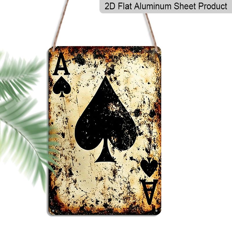 

2D Flat Vintage Ace of Spades Metal Wall Art, 8.0inch X 12.0inch, Aluminium Decorative Sign with English Text, Ideal for Home, Bar, for Man Cave 20*30cm