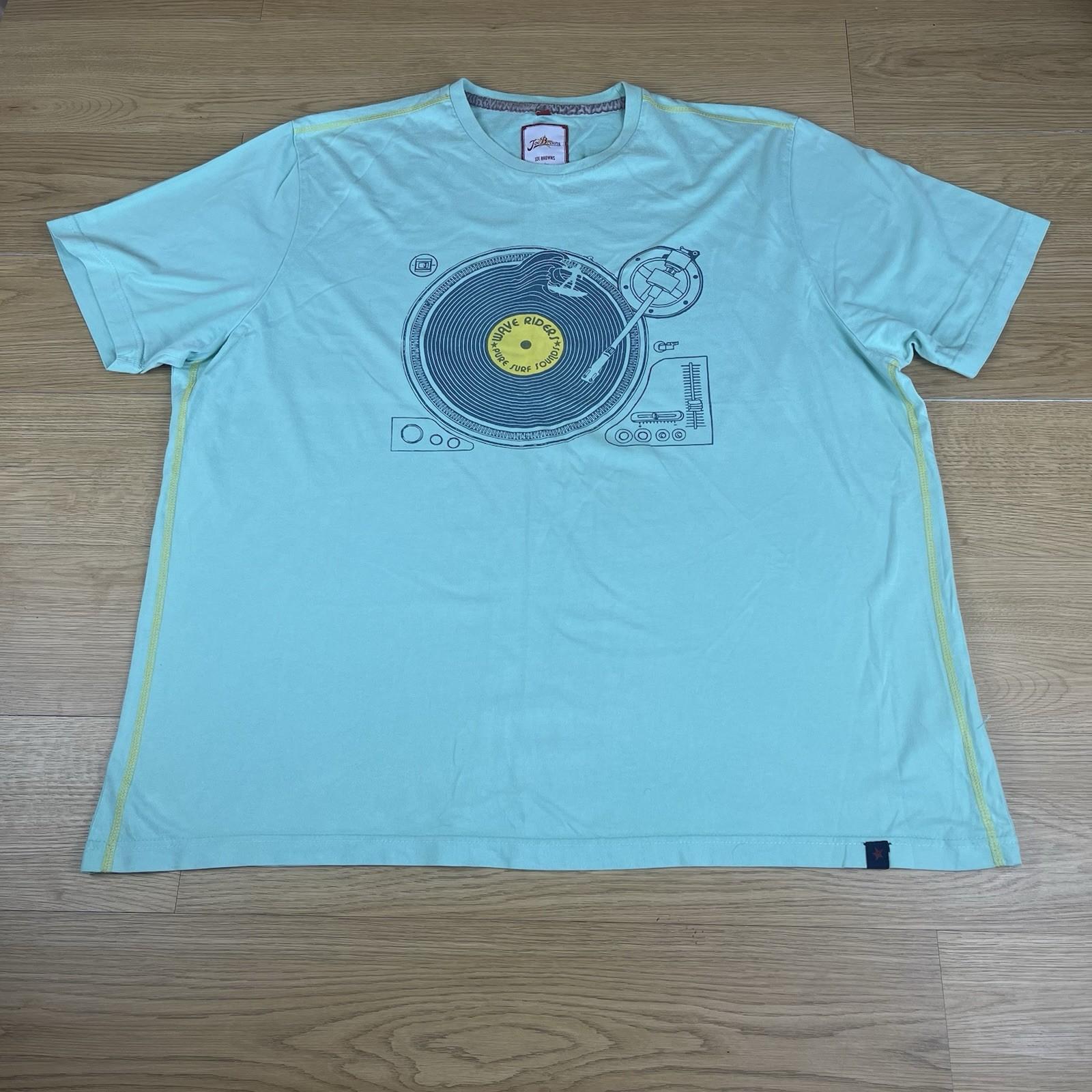 Joe Browns Wave Riders Graphic T-Shirt Turquoise Blue Retro Vinyl Print 2XL S