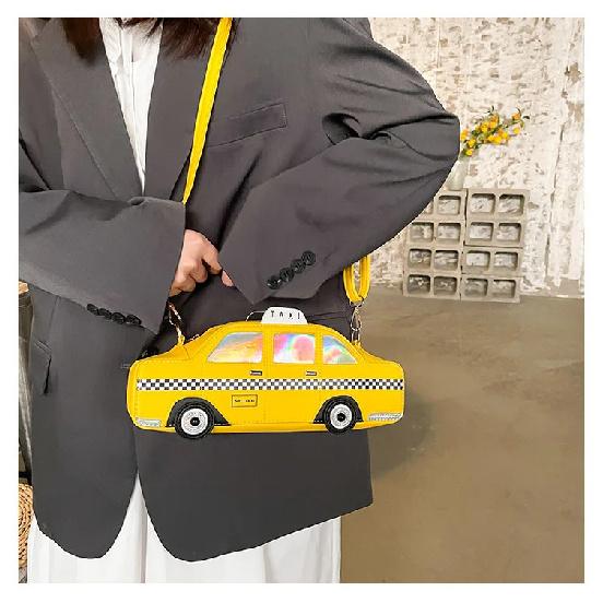Nuevo Bolso de Hombro Amarillo de Taxis para Mujer Cartera Linda de Dibujos Animados Bolso de Mano Bolso Cruzado para Niñas Bolso de Mano Casual Femenino Cuero