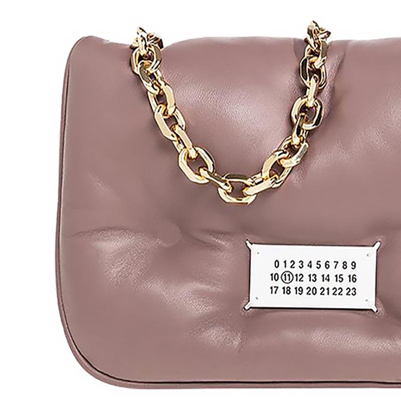 Maison Margiela Logo Chain Shoulder Strap Crossbody Bag Women Shoulder Bag Deep-Pink SB3WG0041P4300T5071