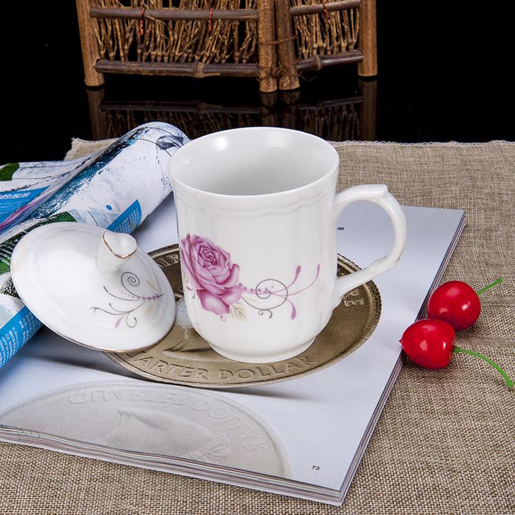 

Керамическая чашка для чая с крышкой и ручкой — большая емкость, индивидуальный логотип, идеально подходит для использования дома или в офисе 350ML (Customizable Logo)