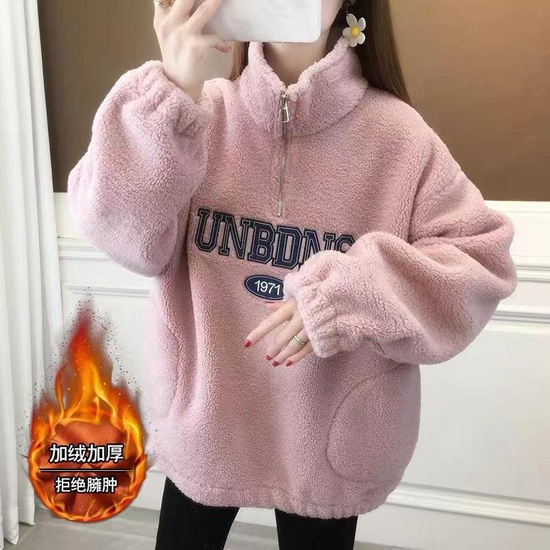 Spot Lamb Wool Sweater Women's Fleece Thickened 2025 Winter New Granular Fleece Loose Casual Top #2163