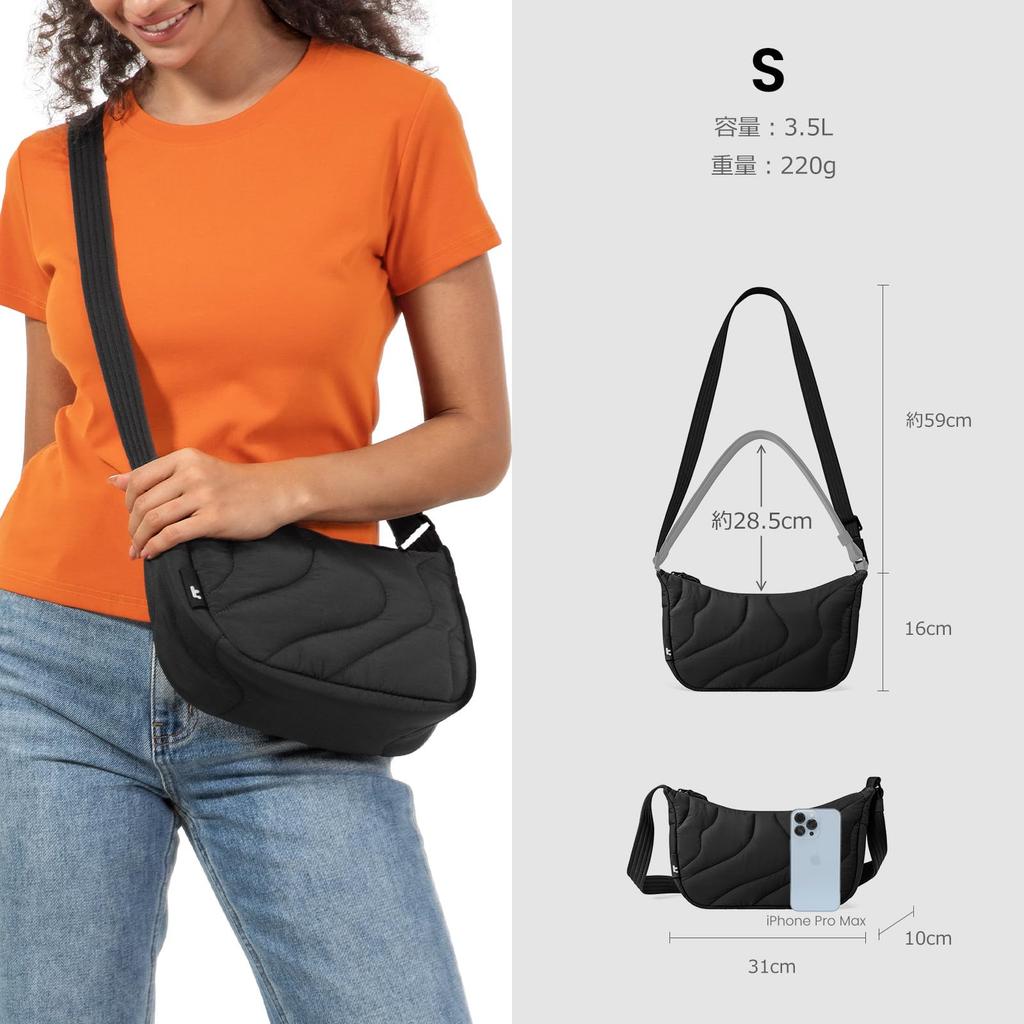 Tomtoc Mini Shoulder Quilted Crescent Round Shoulder Smartphone and Wallet Crossbody Hobo Perfect for and Travel Women's Bag, Lightweight, Small, 3.5L