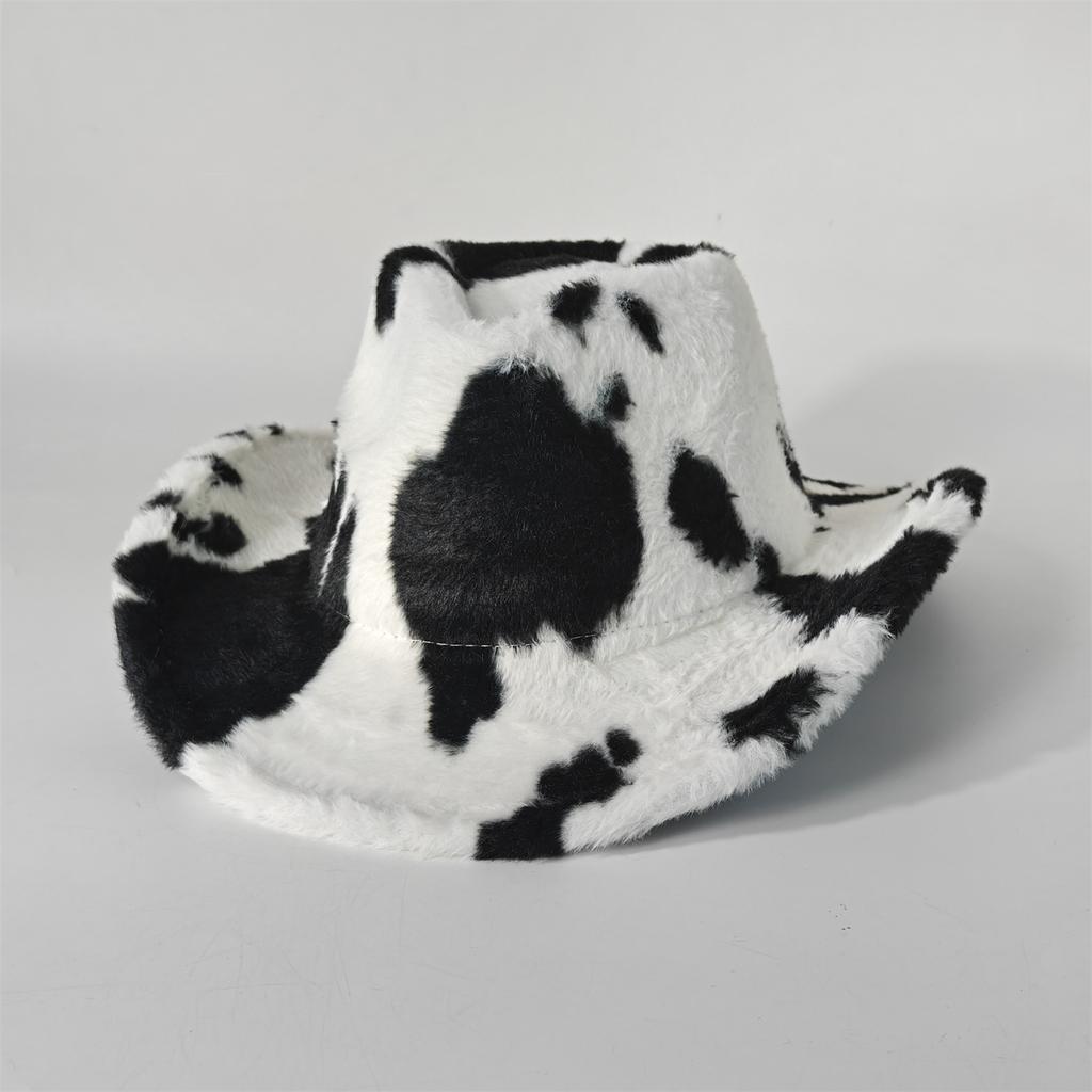 Chapeau de Cowboy en Fourrure de Lapin Imprimé Léopard 7,5 cm Fedora Western Cowboy Chapeau Panama Mode Voyage Fête Chapeau de Cowboy Chaud pour Hommes et Femmes