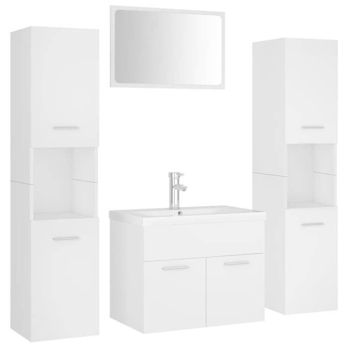 VidaXL Bathroom Furniture Set Toilet Cabinet Storage Cabinet Sink Cabinet and Sink Wall Mirror 3071495