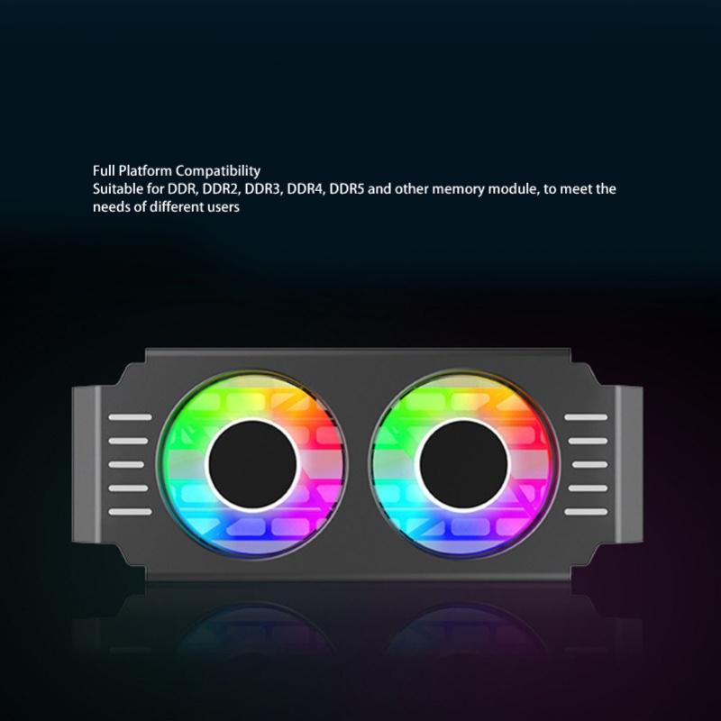 ARGB RAM Radiator Computer Memory Module Heat Sink PWM Temperature Control Dual Fan For DDR DDR2 DDR3 DDR4 DDR5 White