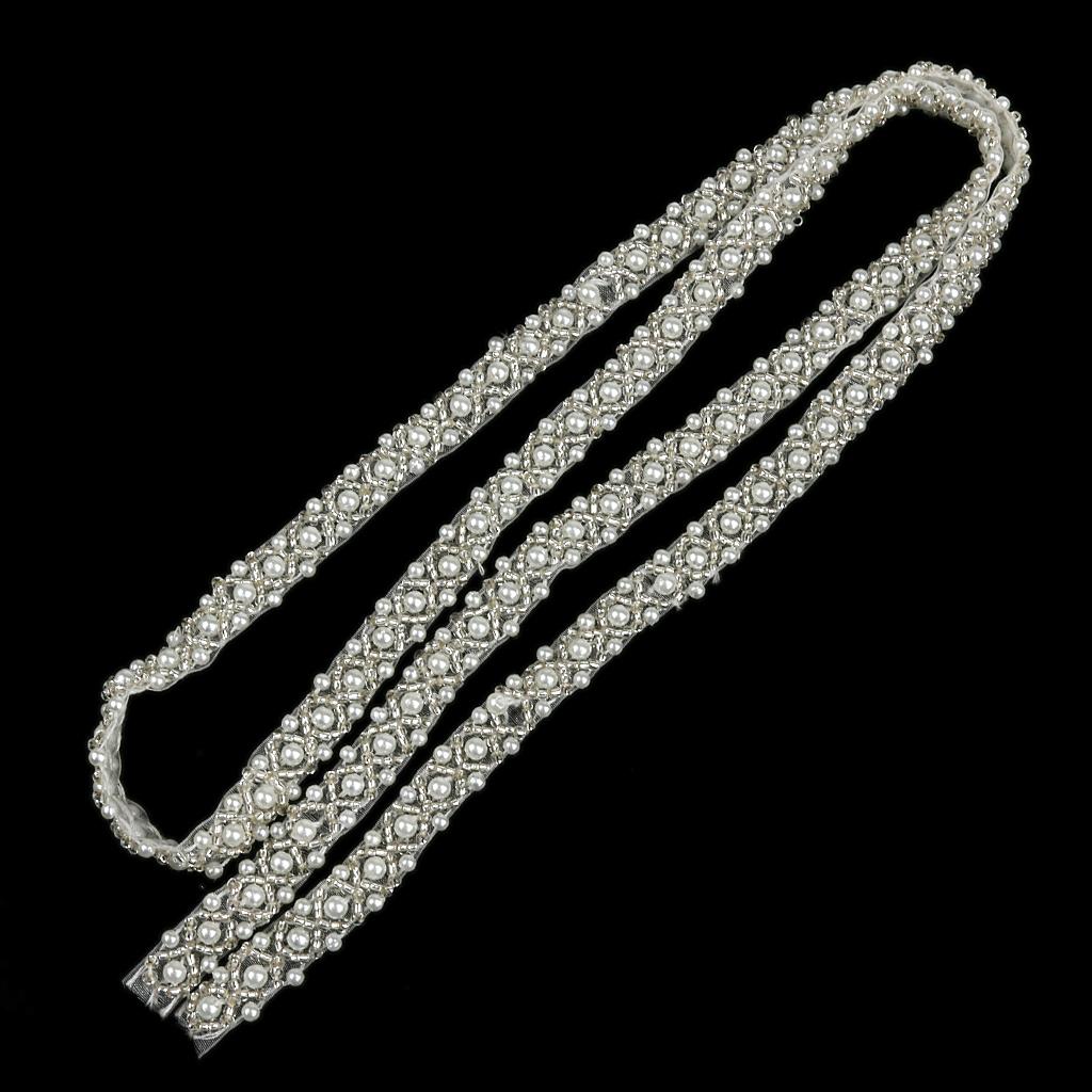 1 Yard Beaded Lace Trims Sewing Applique Ribbon Embellishments