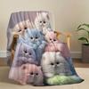 1pc Cute Kitten Flannel Blanket For Lunch Break Office Camping Home Decoration