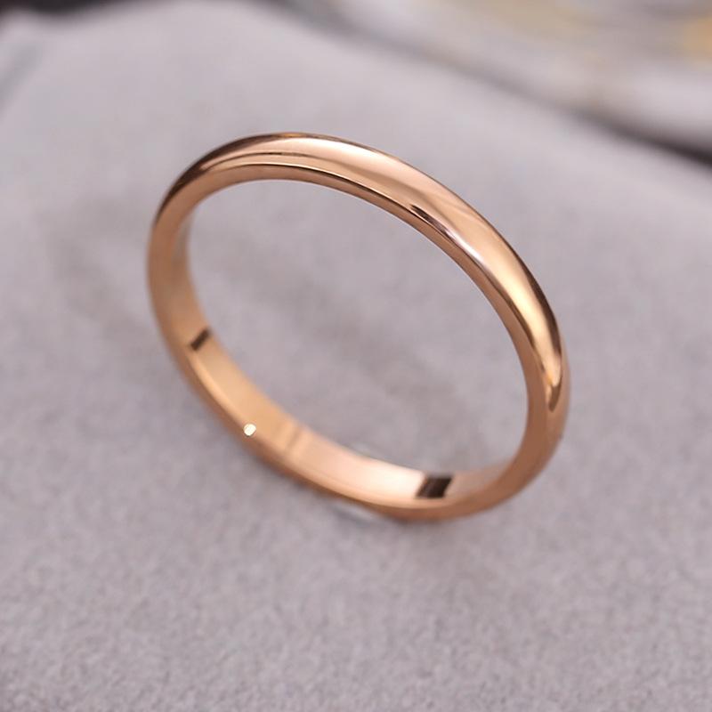 Simple Titanium Steel Diamond Ring for Women Minimalist Couple Band Smooth Stainless Steel Jewelry