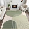 Covor Runner Geometric Nordic Verde Bej Model cu Linii Semi-Circulare Covor Covoraș Anti-Alunecare Pentru Sufragerie Dormitor Covorașe