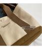 Japanese Color Block Canvas Tote: Lightweight, Large-Capacity, Versatile Handbag for Women - Shoulder or Crossbody Use.