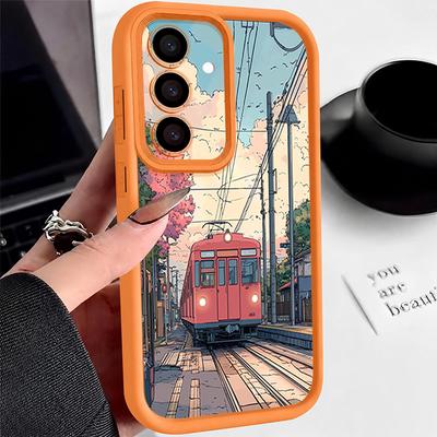 Snowy Mountain Train Pattern Matte Case For Samsug S24 FE S23 S26 S25 Ultra S22 S21 A16 A15 A55 A35 A54 A34 A17 A37 A57 Shockproof Soft Phone Cover