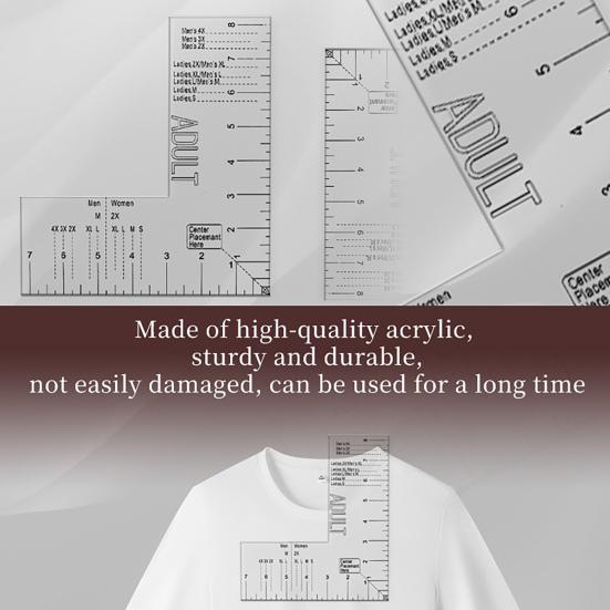 T-shirt Chest Logo Guide Ruler Left Chest Logo Placement Tool Clear Acrylic Sewing Ruler Embroidery Placement Guide