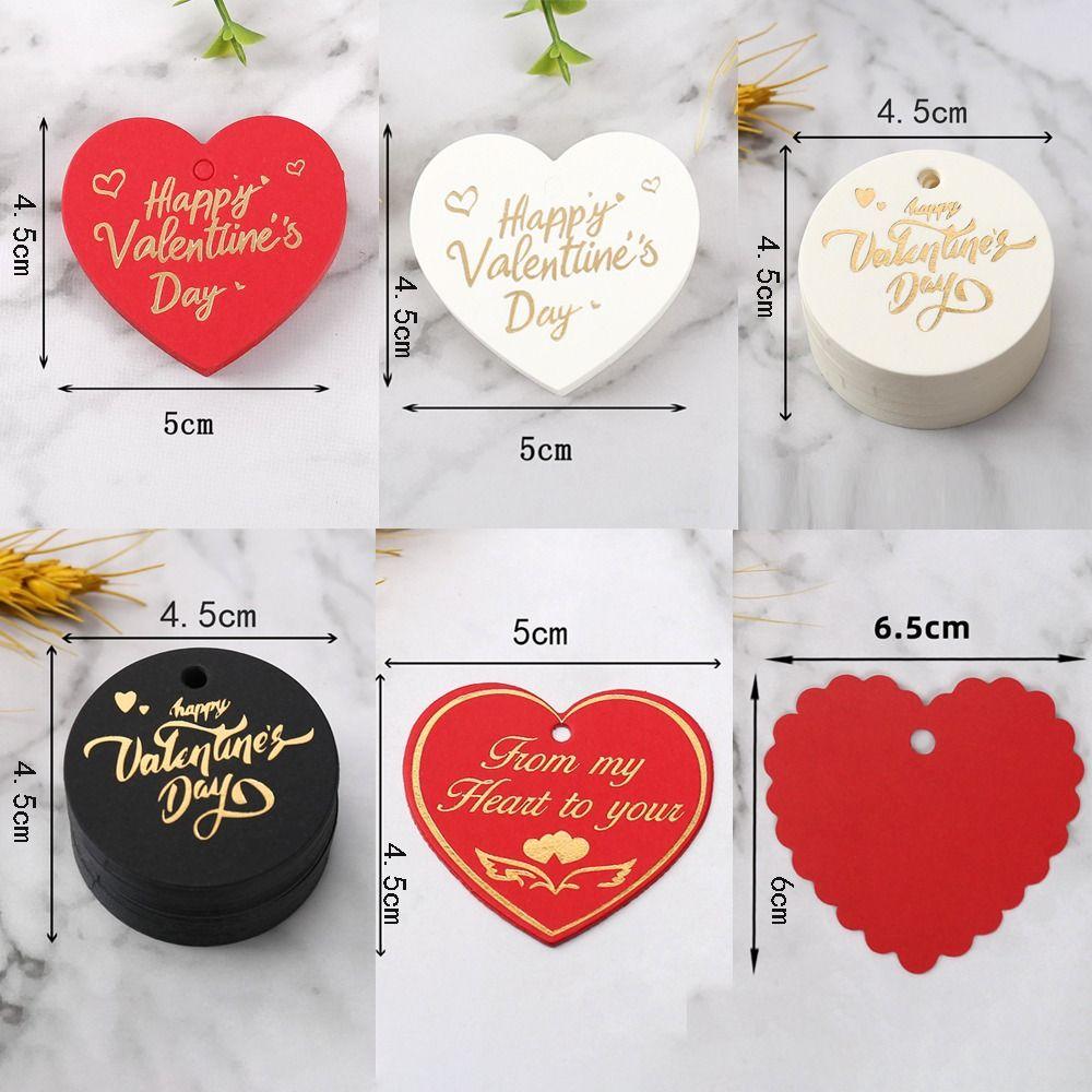 100pcs Heart Shaped Cards Valentine's Day Tags Red Hanging Decoration Gift Labels DIY Hand Gift Hanging Tag