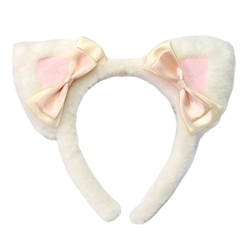 Plush Kitten Ears Headbands With NonSlip Silicone Grip For Role Play And Sports Activities Plush Headwear белый