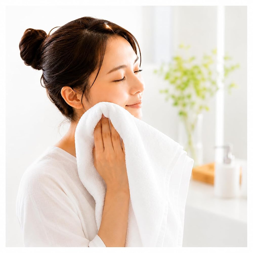 Little Budding Lightweight 100% Cotton White Face Towels 24 Sheets 160g (34×84cm)