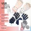 USB Heated Ski Gloves: Waterproof, Touchscreen-Compatible, Non-Slip, Thick Winter Warmth.